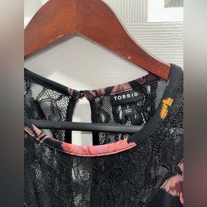 Torrid pink and black floral tea dress